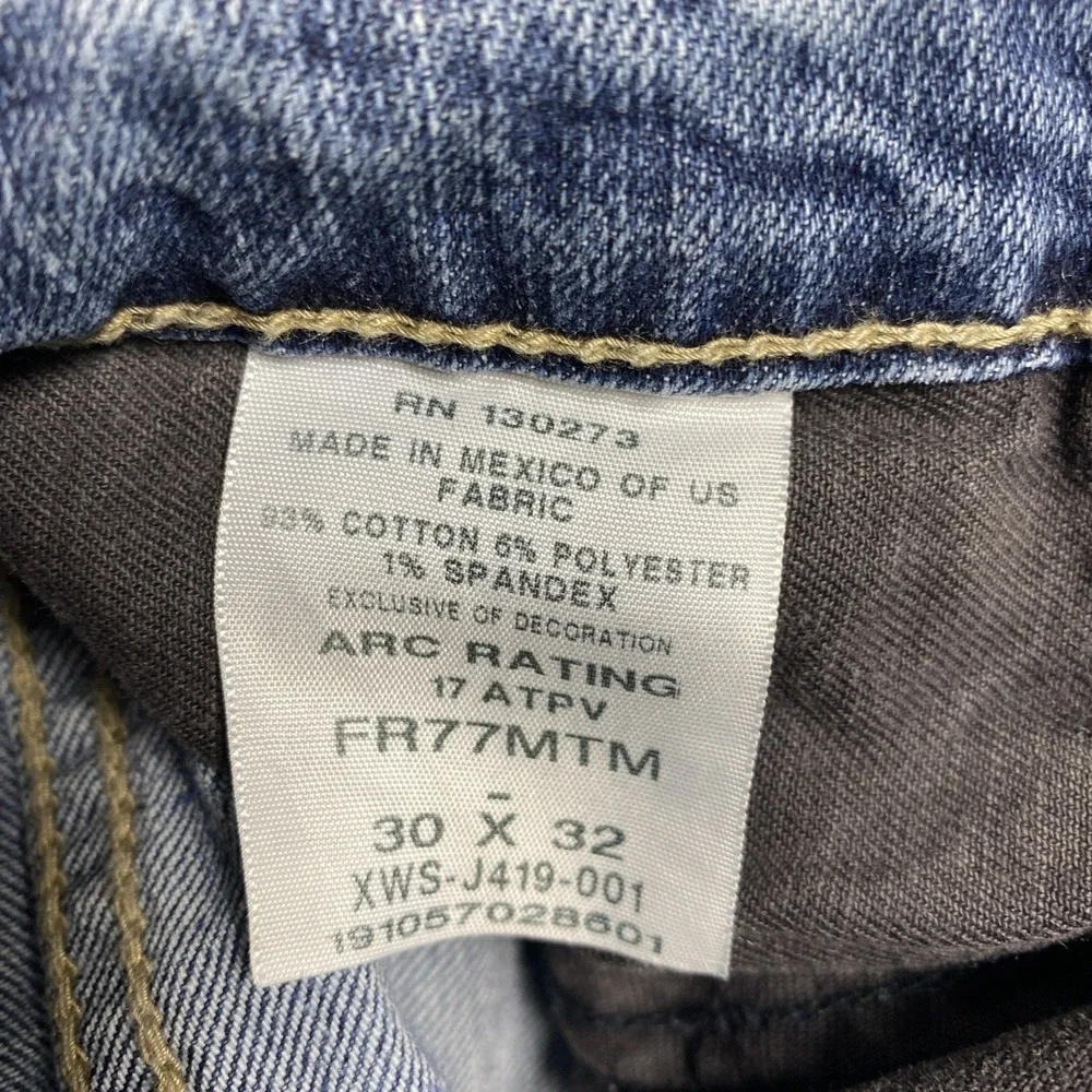 Wrangler FR Men's 30x32 Flame Resistant FR77MTM 17 ATPV Work Denim Blue Jeans